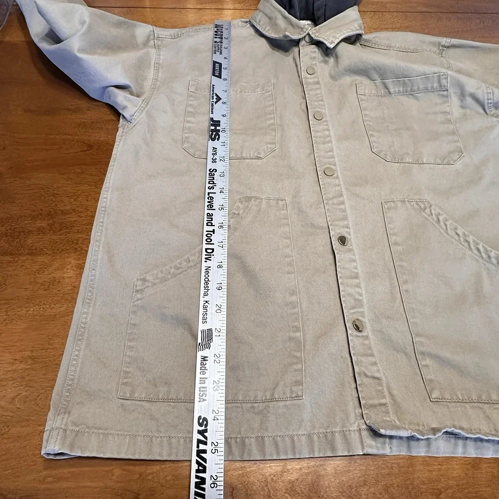 Zara Boys Utility Hooded Military Khaki Jacket Size 13-14